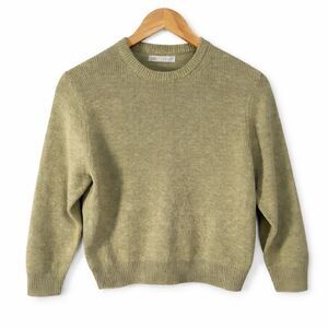 Zara Kids 8-9 130cm  Beige Olive Green Ribbed Knit Crewneck Sweater Youth Small